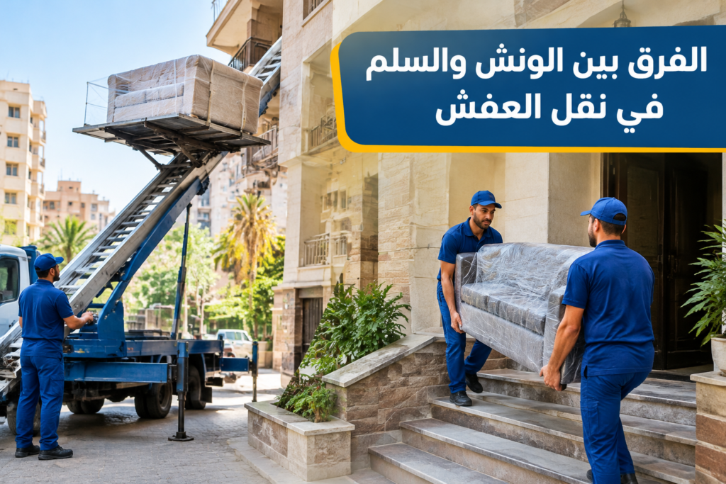 =الفرق بين الونش والسلم في نقل العفش - خدمة نقل العفش والأثاث بطريقة احترافية